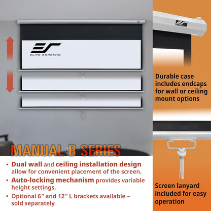 Elite Screens M100H 100-INCH Manual Pull Down Projector Screen