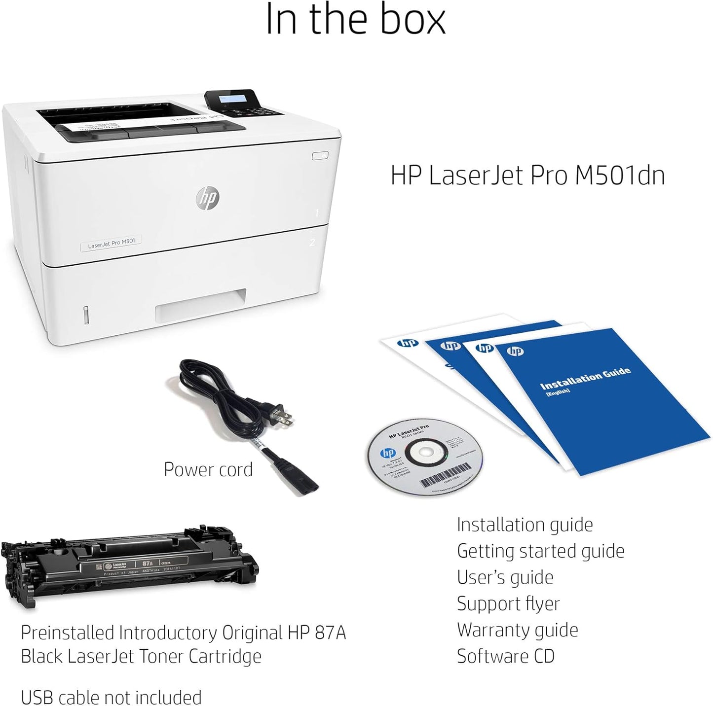 HP J8H61A#BGJ LaserJet Pro M501dn Duplex Printer - Warranty