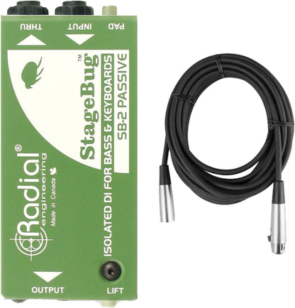 Radial Engineering StageBug SB-2 DI Box + Cables Bundle