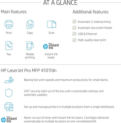 HP 4101fdn LaserJet Pro MFP Black & White Printer