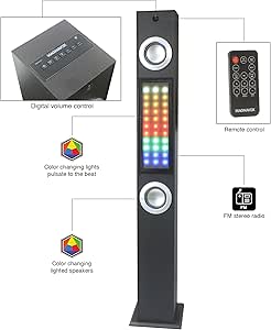 Magnavox MHT828 Bluetooth Tower Speaker with Lights