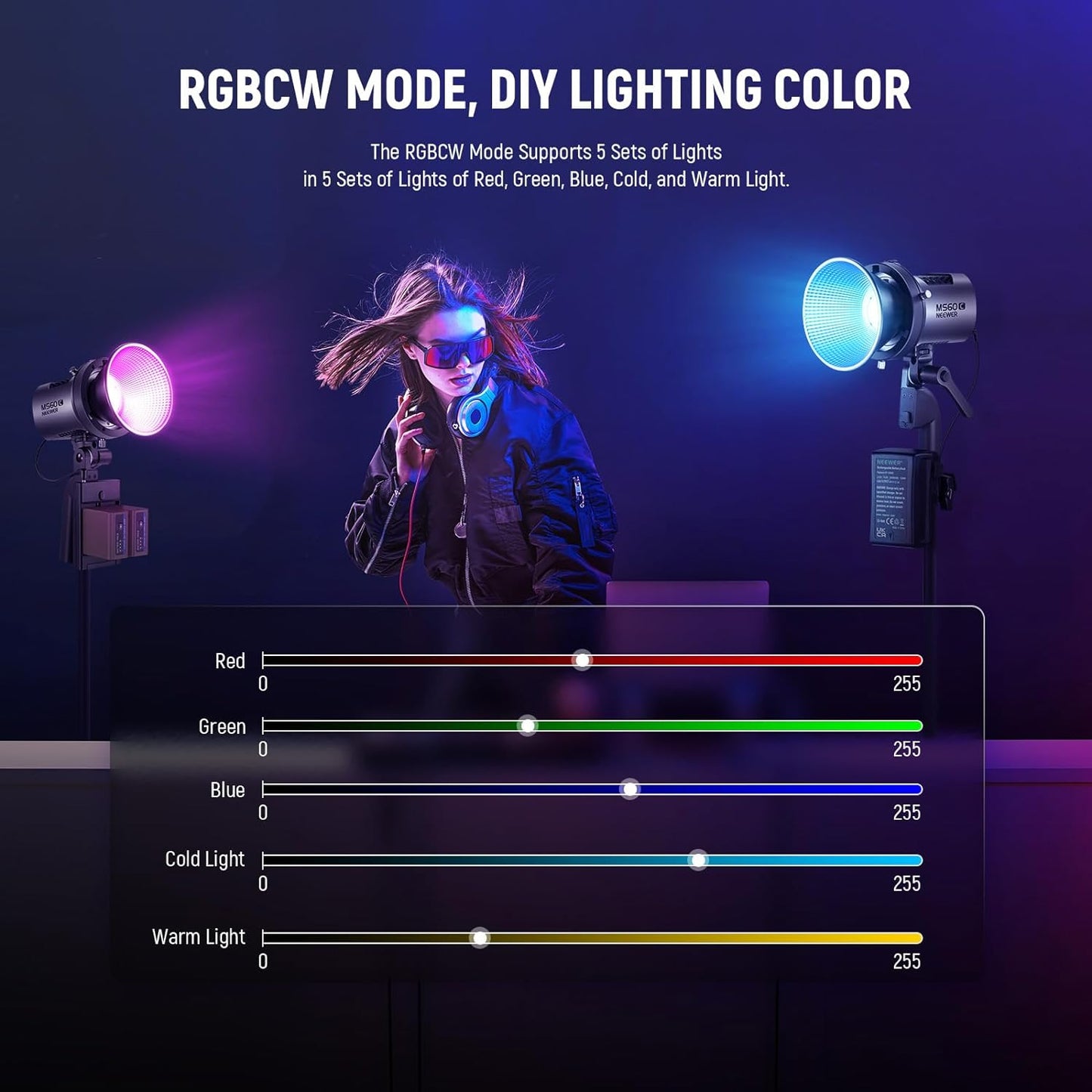 Neewer MS60C RGBWW LED Video Light Battery Kit