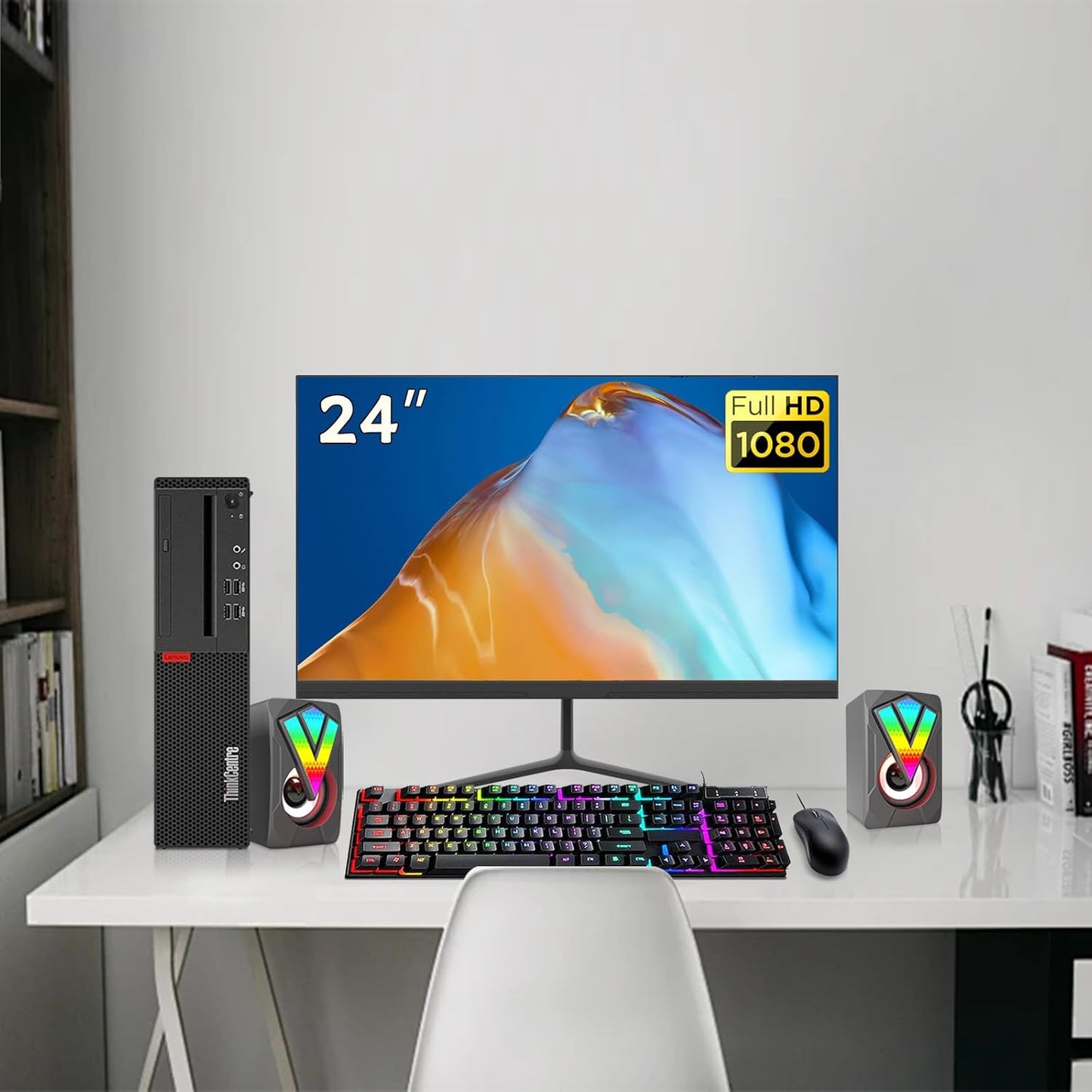Lenovo M710S ThinkCentre PC 24" Monitor Bundle Renewed