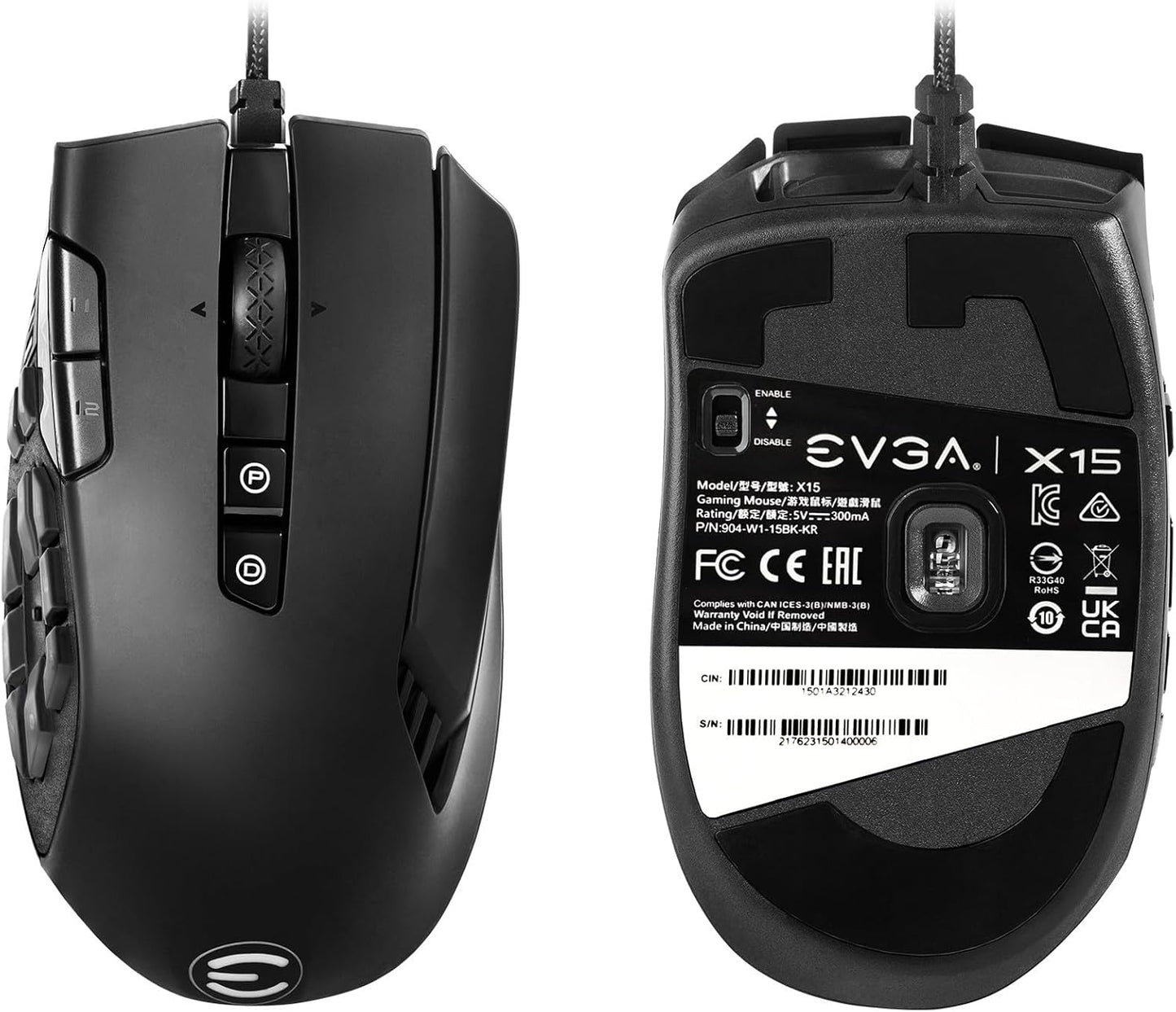 EVGA X15 904-W1-15BK-KR 8K MMO Gaming Mouse