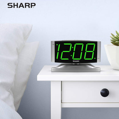 Sharp Digital Alarm Clock - LED, Swivel Base, Dimmer