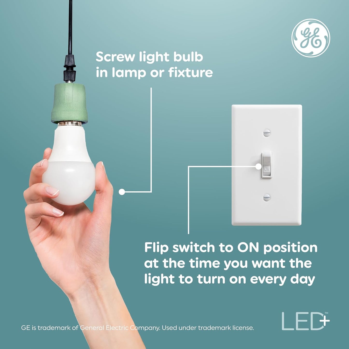 GE 10043168519950 LED+ Timer Light Bulbs - A19 Soft White (1 Pack)