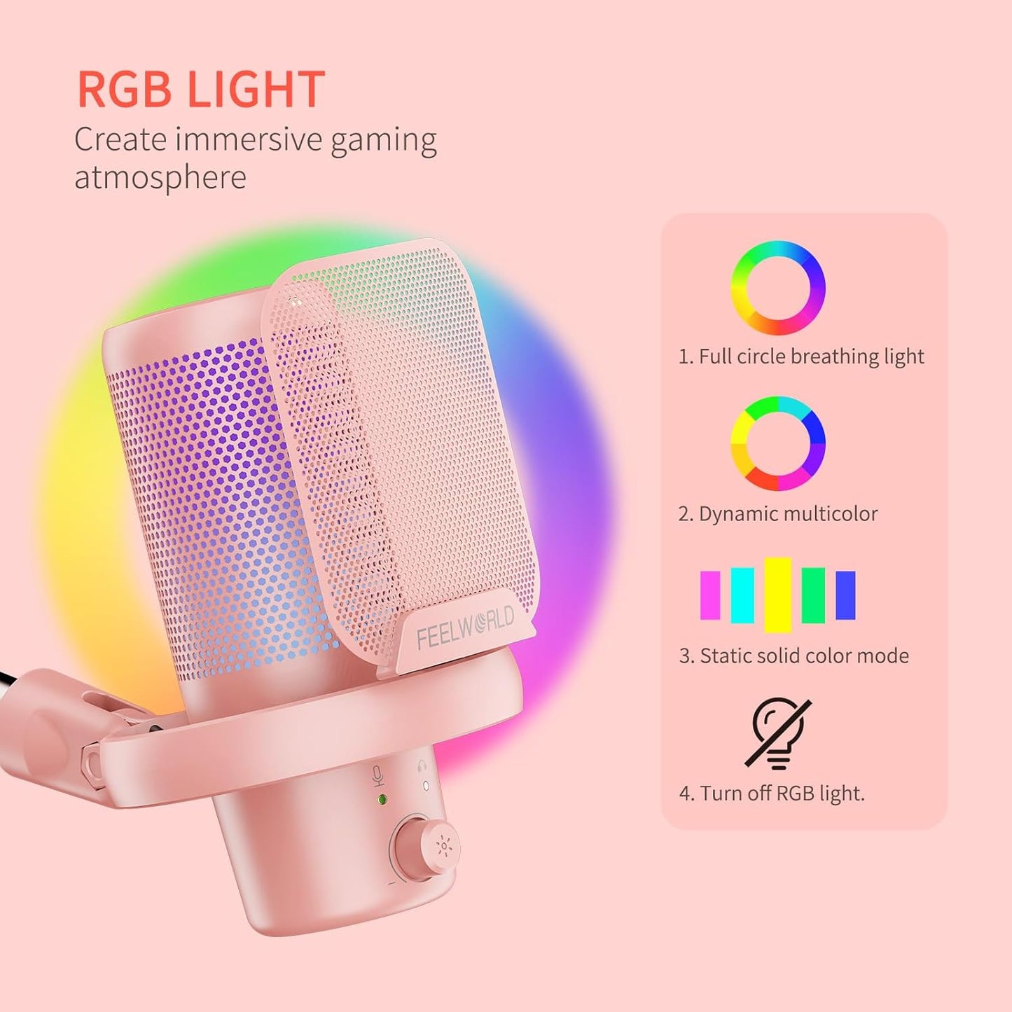 FEELWORLD VM1-AS-P-OF-EU Pink Gaming USB Microphone