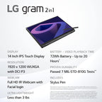 LG 14T90Q-K.AAB9U1 gram 2-in-1 Tablet Laptop