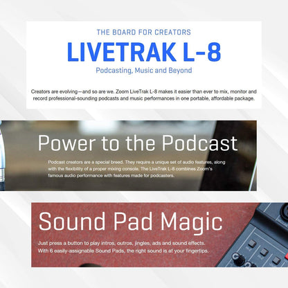 Zoom LiveTrak L-8 8-Channel Digital Mixer Recorder (Renewed)