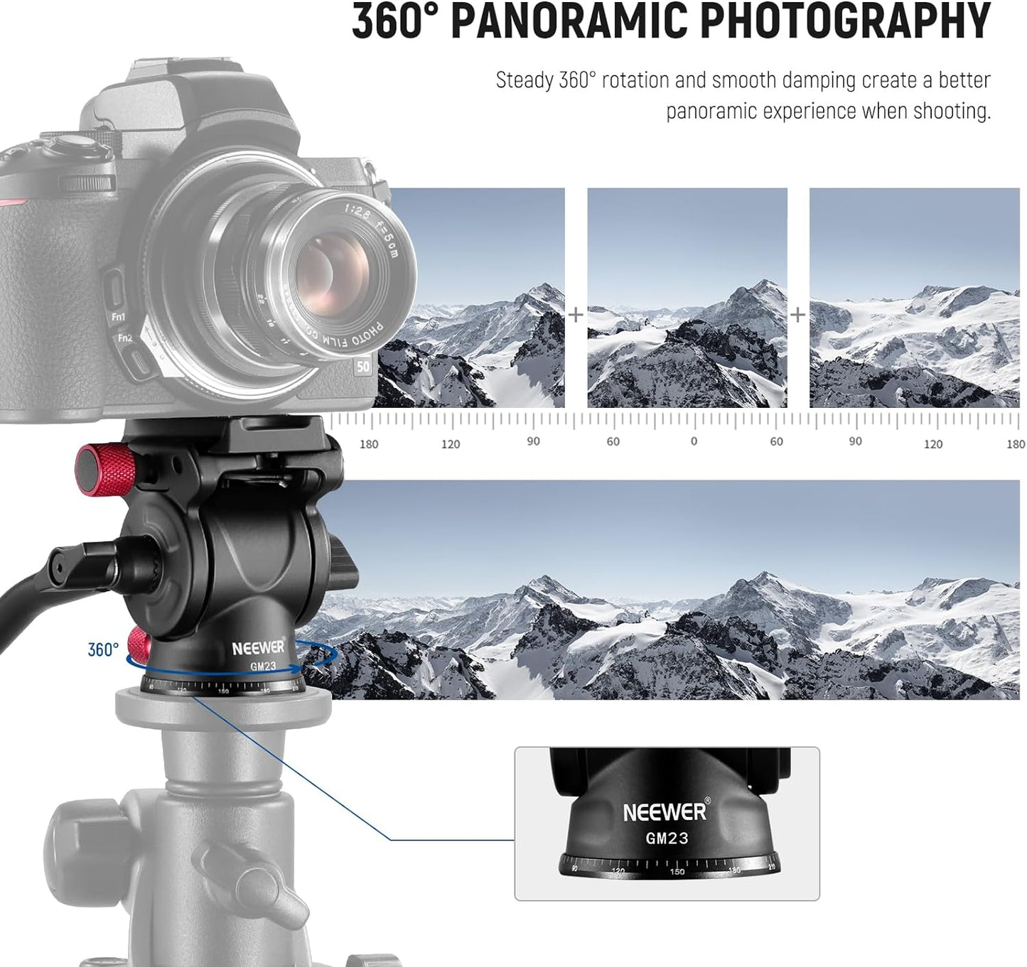 Neewer GM23 Fluid Tripod Head with Quick Release