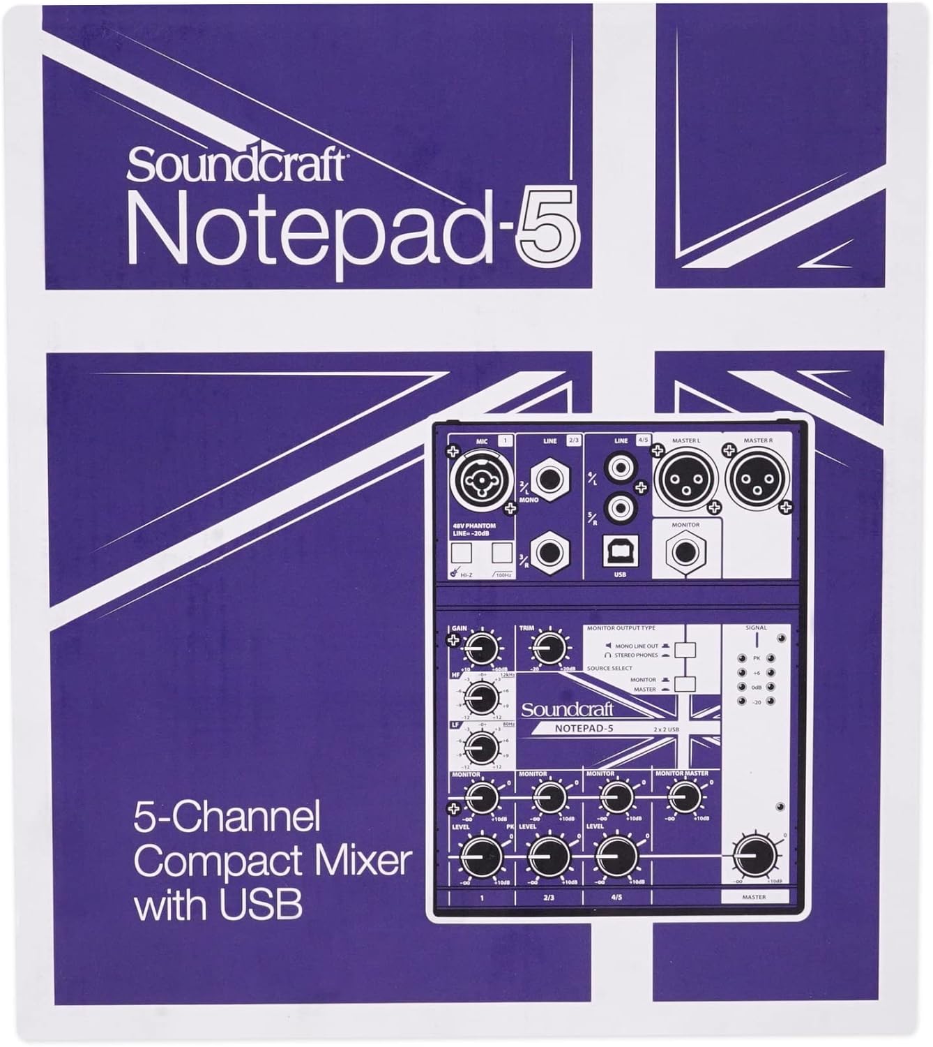 Soundcraft Notepad-5 Podcast Mixer Bundle - Mic, Headphones, Stand