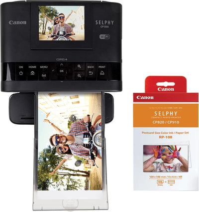 Canon CP1300 Photo Printer Bundle, Wireless Compact, Black