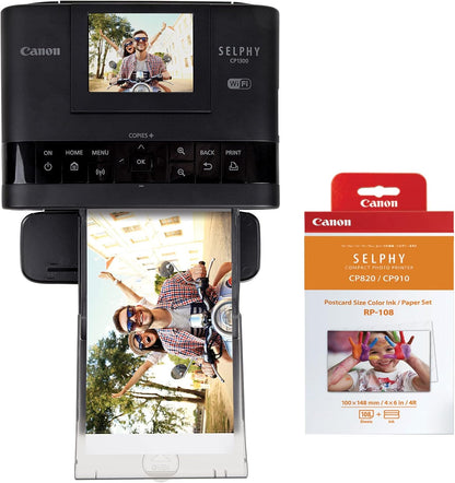 Canon CP1300 Photo Printer Bundle, Wireless Compact, Black