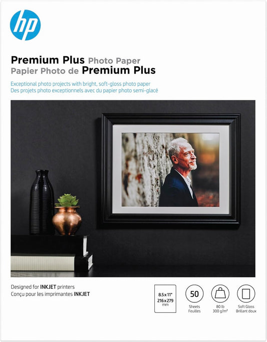HP CR667A Premium Plus Photo Paper Satin 8.5x11 50 Sheets