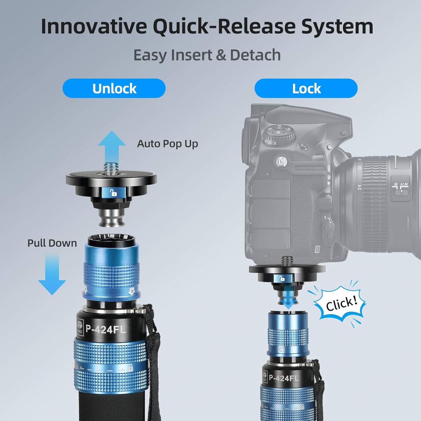 Sirui P-424FL Carbon Fiber Monopod: 75", with Feet