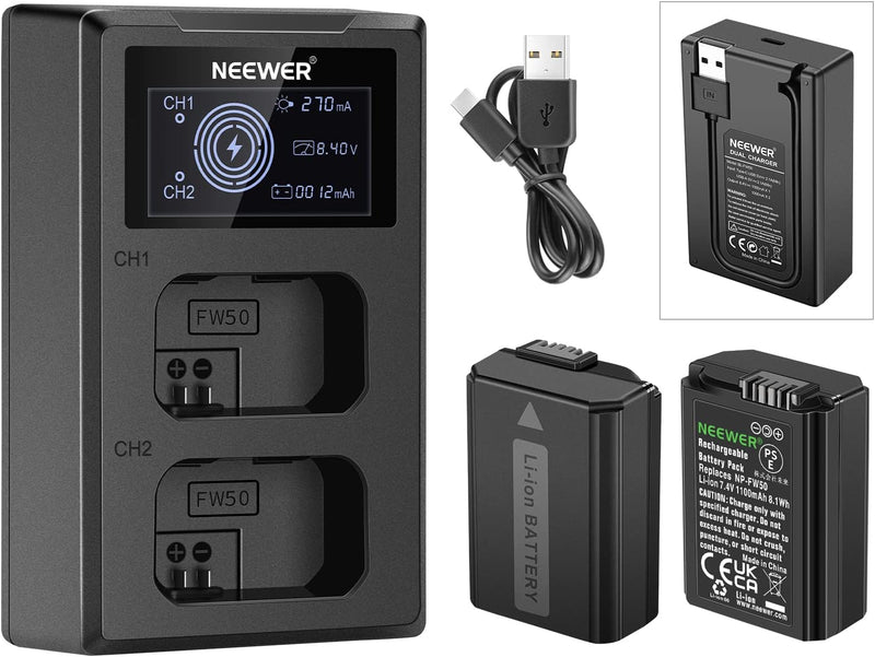Neewer NP-FW50 Battery Charger Set Sony ZV-E10 — main product image