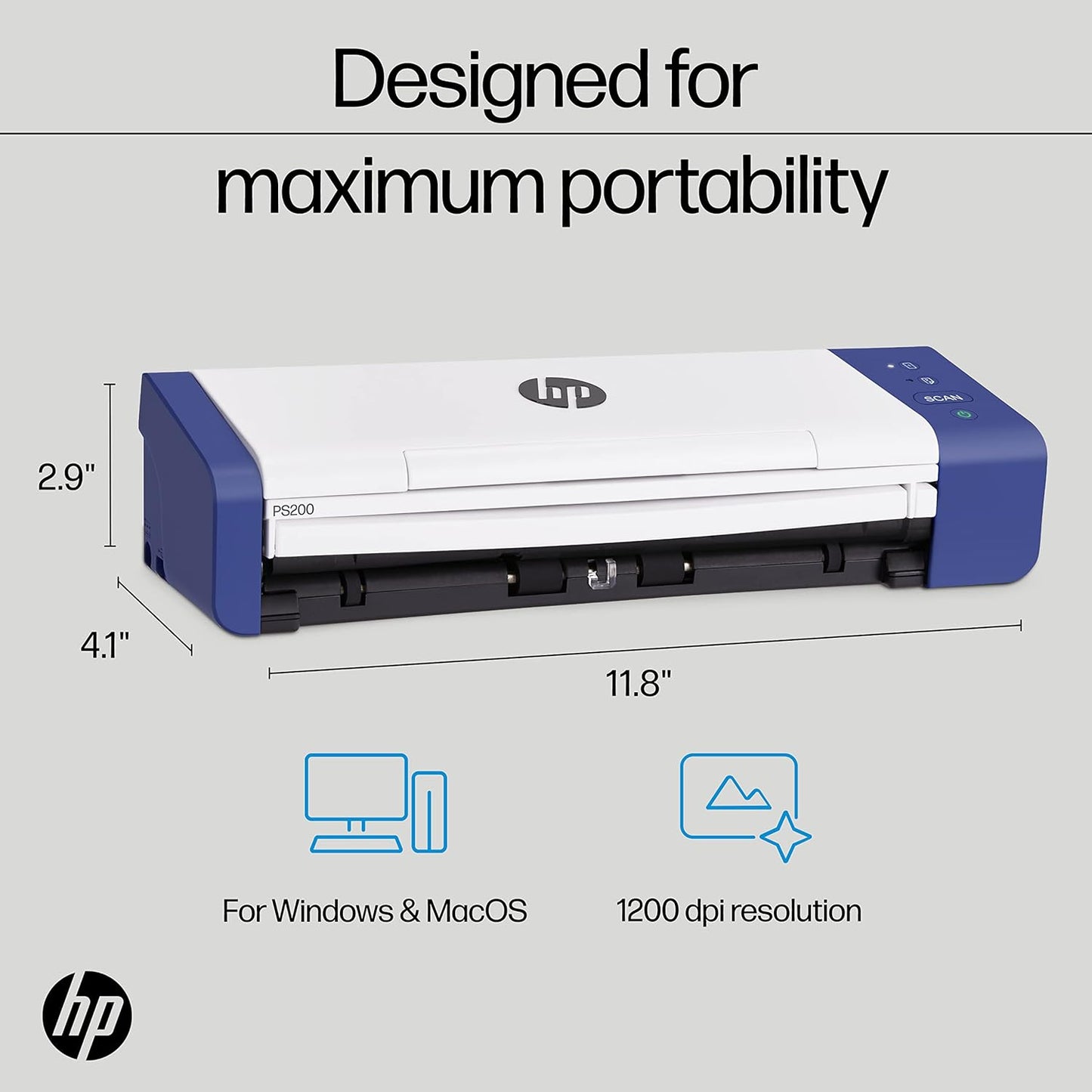 HP HPPS200 Portable Duplex Mobile Document Photo Scanner