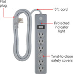 GE DFTQ-R201 6-Outlet Surge Protector Power Strip
