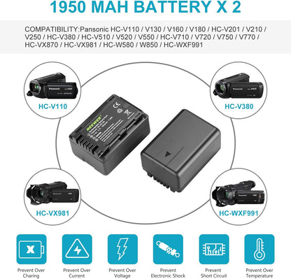 Neewer VW-VBT190 Battery & Dual USB Charger Kit