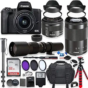 Canon M50 Mark II Mirrorless Camera Bundle 15-45mm Lens