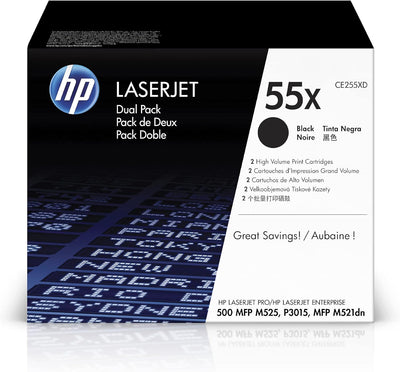 HP CE255XD 55X High-Yield Black Toner - 2-Pack