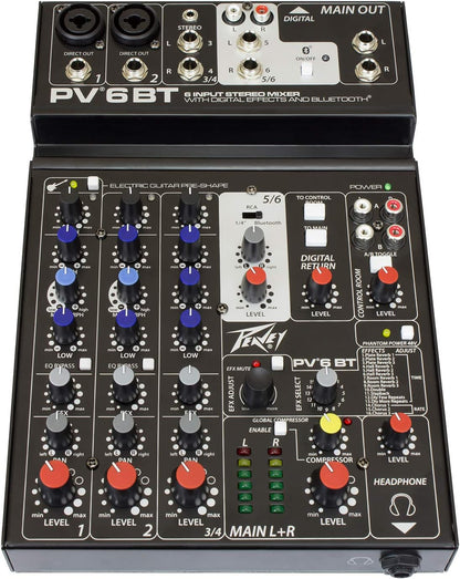 Peavey PV6BT 6-Channel Compact Mixer with Bluetooth