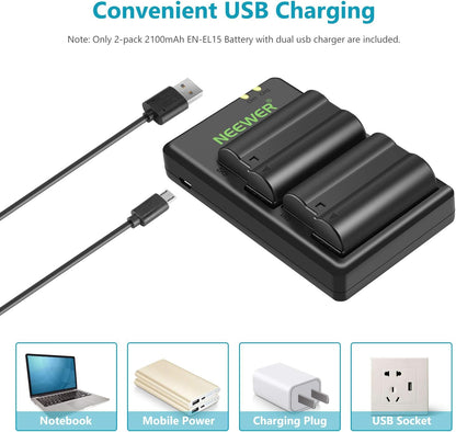 Neewer EN-EL15 Battery Charger Kit - Nikon Compatible