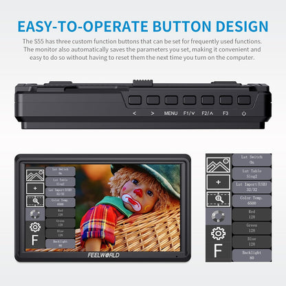FEELWORLD 5.5 Inch S55V3 Camera Field Monitor