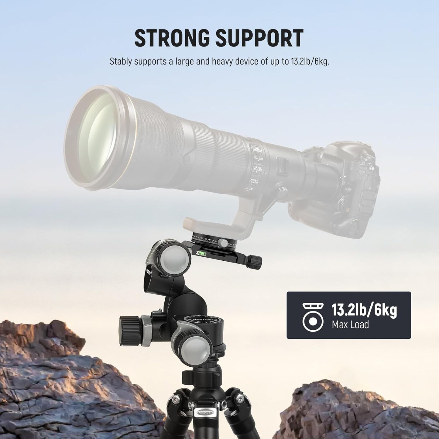 Neewer TH16 3-Way Geared Tripod Head Arca Plate