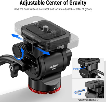 Neewer GM24 Tripod Fluid Head with Quick Release