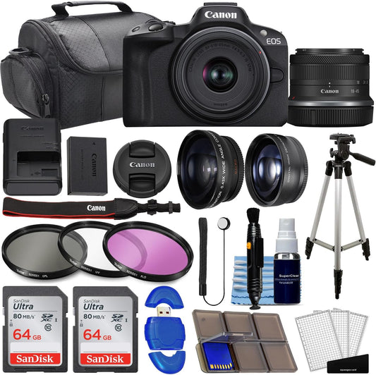 Canon R50 EOS Mirrorless Camera 18-45mm Lens Kit (Renewed)
