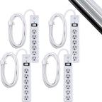 GE DFTQ-R193 6-Outlet Surge Protector 4-Pack - 15ft Cord