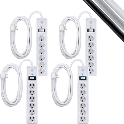GE DFTQ-R193 6-Outlet Surge Protector 4-Pack - 15ft Cord