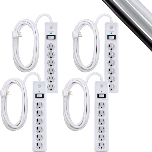 GE DFTQ-R193 6-Outlet Surge Protector 4-Pack - 15ft Cord