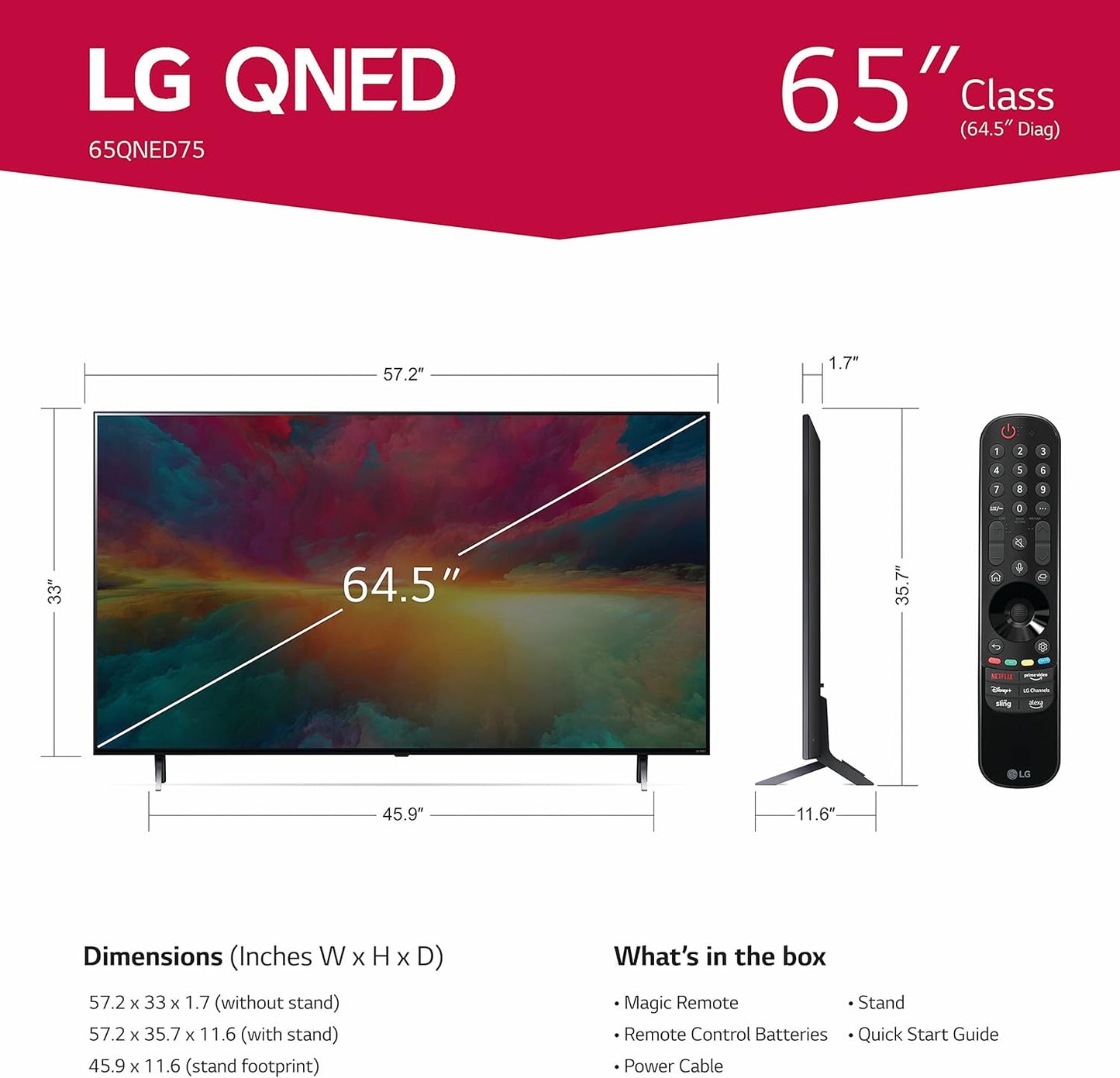 LG LG65QNED75URA 65-Inch QNED Mini-LED Smart TV (Renewed)