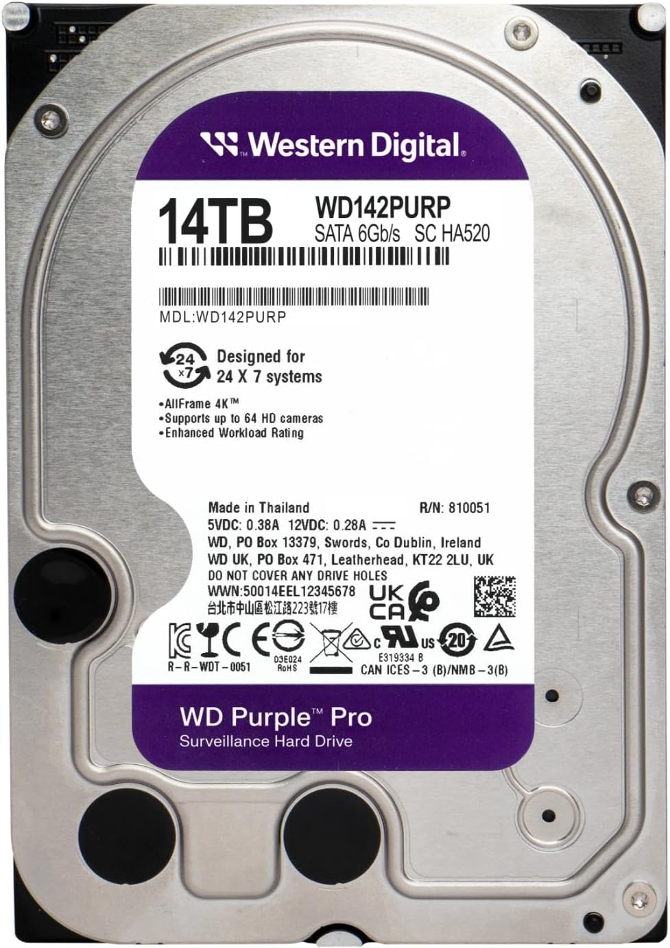 Western Digital WD142PURP 14TB Purple Pro Surveillance HDD