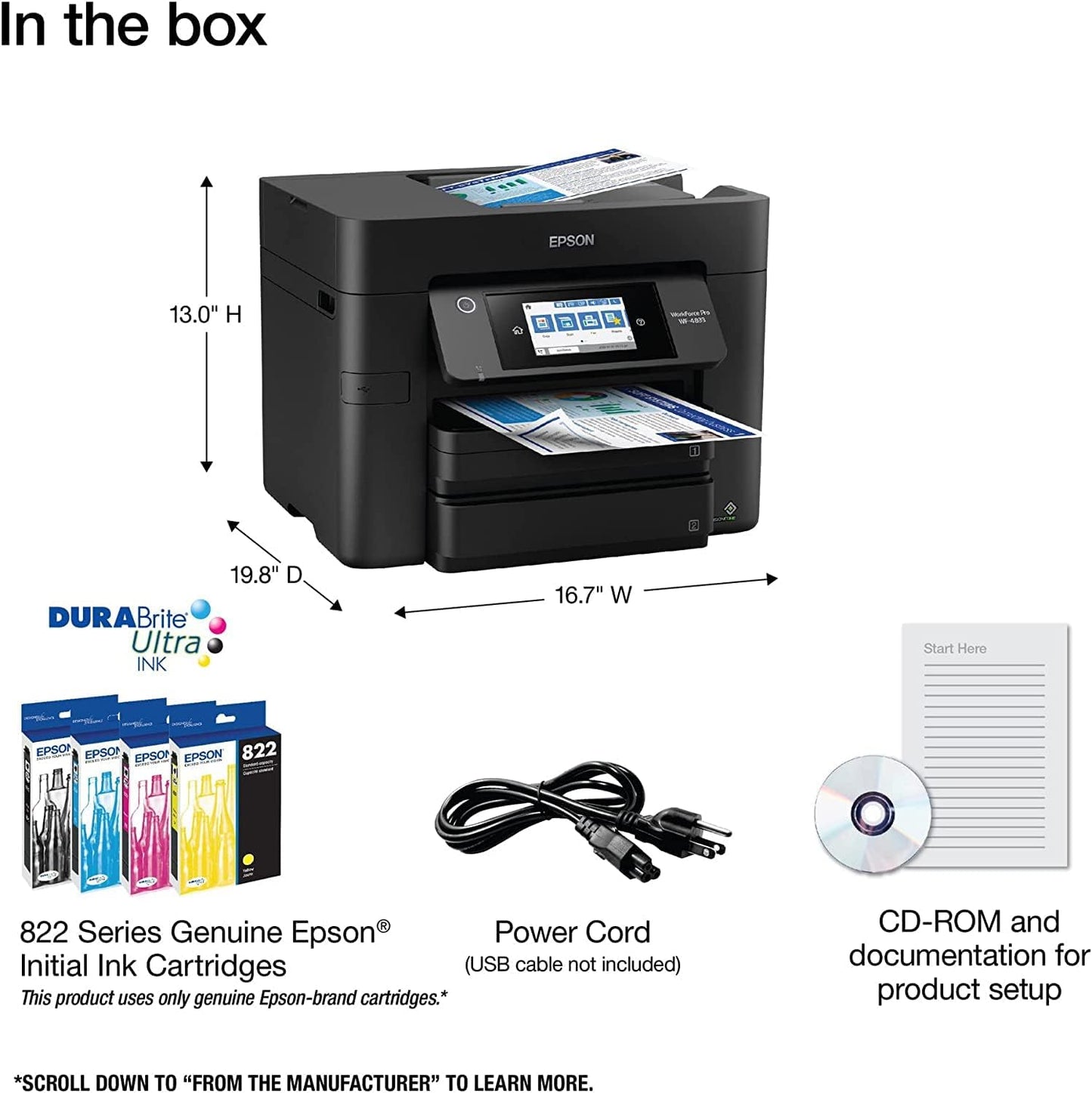 Epson Workforce Pro WF-4833 Wireless Color Inkjet Printer