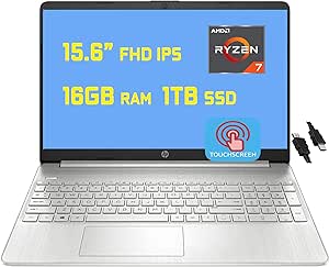 HP Business Laptop 15, Ryzen 7, 16GB RAM, 1TB SSD, Touchscreen