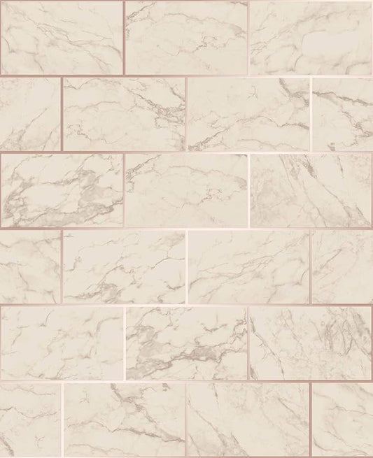 Crown M1510 Beige Marble Subway Wallpaper