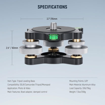 Neewer LP65 Tripod Head Leveling Base with Bubble Level