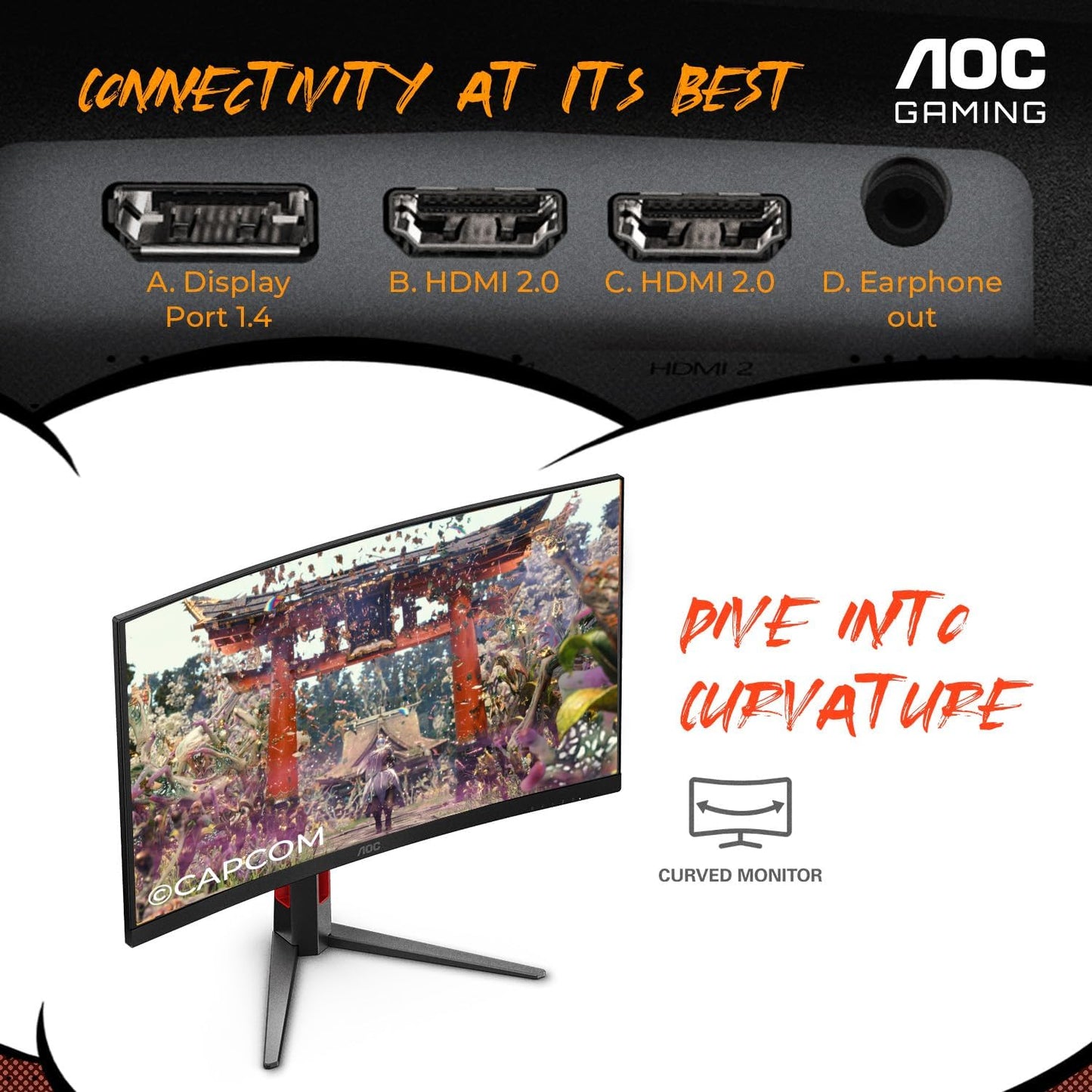 AOC C27G4ZH 27-Inch Curved Gaming Monitor - 280Hz, 0.3ms, FHD