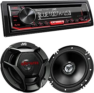JVC KD-T720BT Car Stereo Bluetooth Speakers Bundle