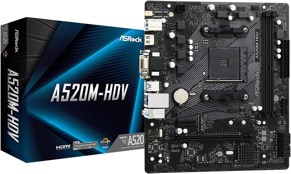 ASRock A520M-HDV AMD Ryzen AM4 Motherboard