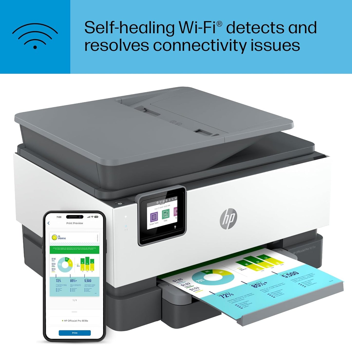 HP 9018e OfficeJet Pro Wireless All-in-One Printer (Renewed)