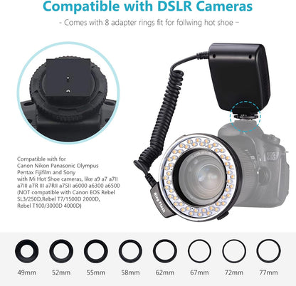 Neewer 10020025 Macro LED Ring Flash DSLR Bundle