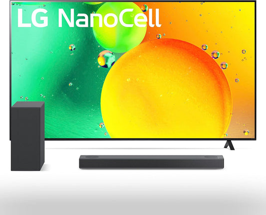 LG 75NANO75UQA 75-Inch 4K Smart TV and S75Q Soundbar Bundle