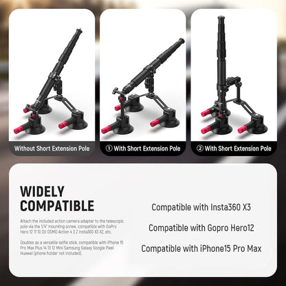 Neewer CA065 Triple Suction Cup Car Mount Kit