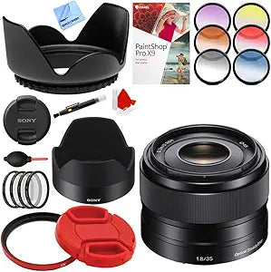 Sony E77SNSEL35F18 35mm f/1.8 Prime E-Mount Lens Bundle