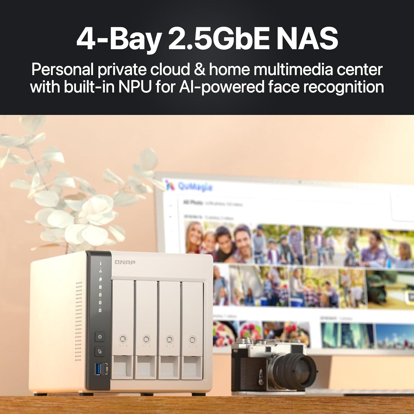 QNAP TS-433-4G-44ST-US 12TB NAS RAID 5 Bundle