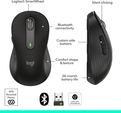 Logitech 910-006265 Signature M650L Wireless Mouse - Large, Black